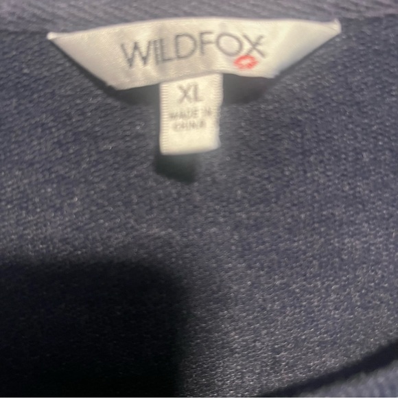 Wildfox Social Graphic Embroidered Sweatshirt XL Navy Oversized Cozy Pullover - Picture 8 of 12